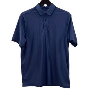 Under Armour HeatGear Loose Fit Short Sleeve Polo Shirt Navy Blue Size Medium